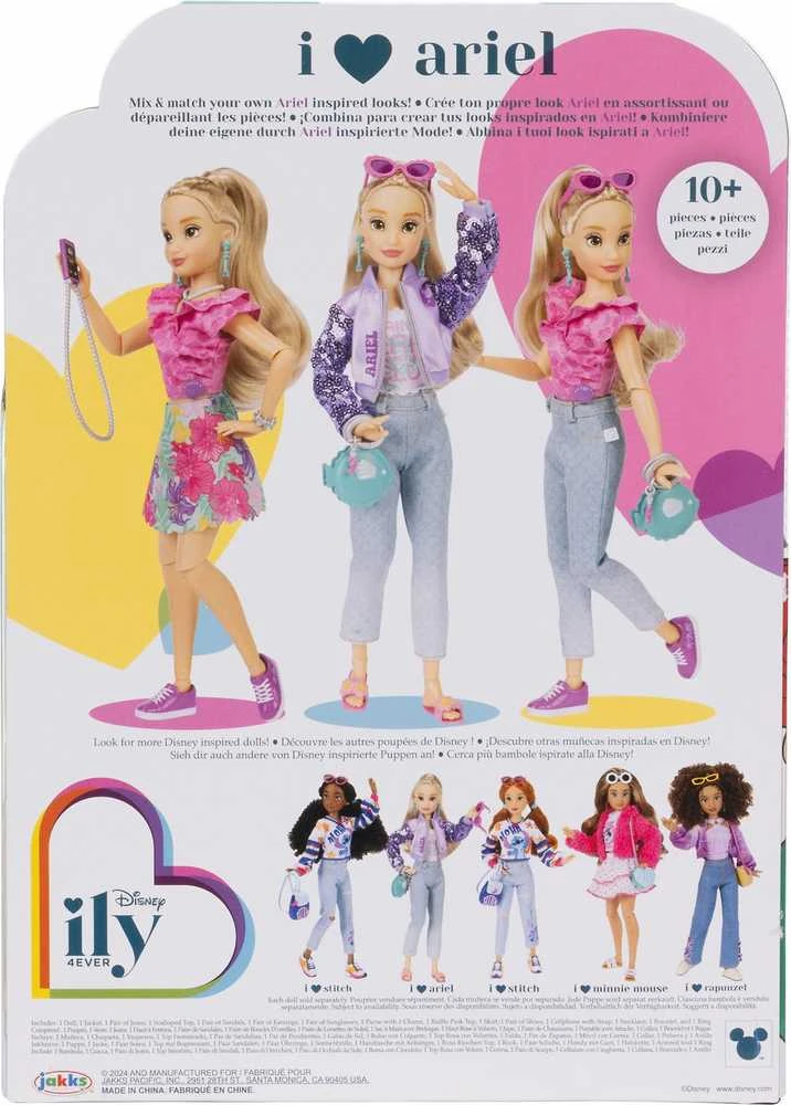 Jakks Pacific „Disney ILY 4ever“ madingas lėlės rinkinys su Arielės undinėlės motyvu ir aksesuarais, 30 cm