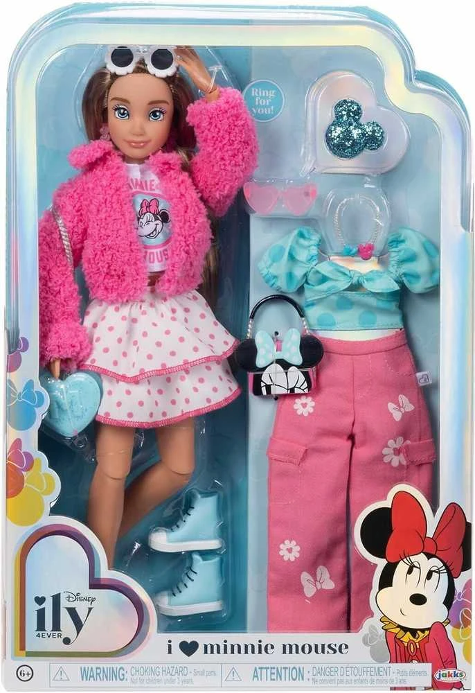 Jakks Pacific Disney ILY 4ever madingų lėlių rinkinys su Minnie Mouse motyvu ir aksesuarais, 30 cm