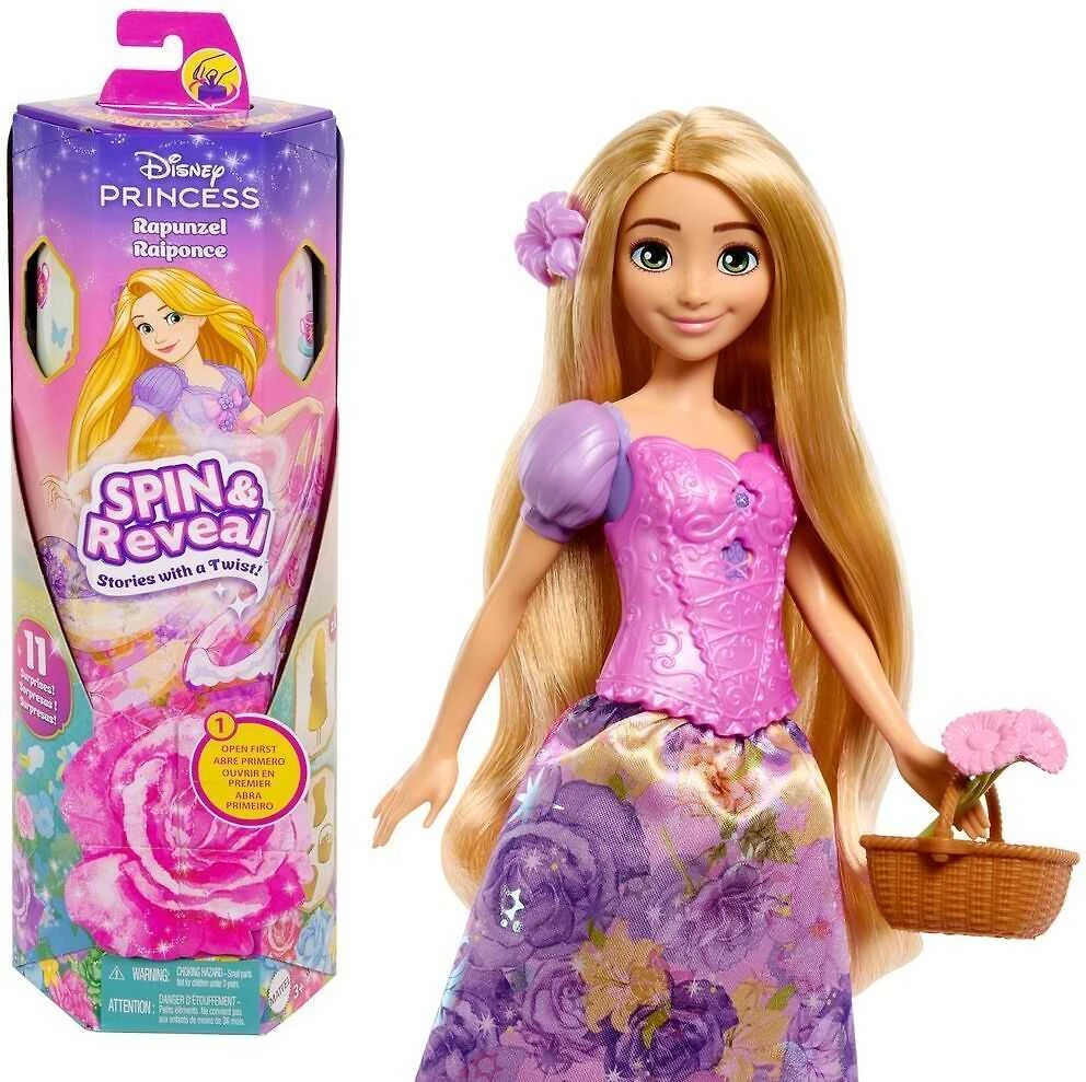 Mattel DISNEY PRINCESS SPIN and REVEAL Auksaplaukės siurprizų rinkinys (HTV86)
