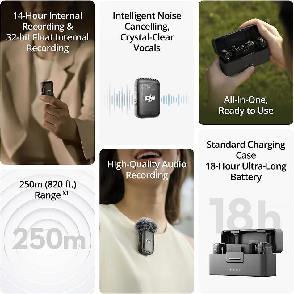 DJI Mic 2 (2 TX + 1 RX + įkrovimo dėklas) (CE) Mikrofonas