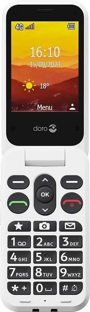 Doro Leva L21, Clamshell, Single SIM, 7.11 cm (2.8"), 2 MP, 1150 mAh, Raudona, Baltas