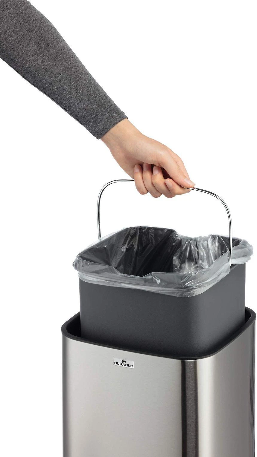 Šiukšlių dėžė Durable Sensor 342123, 12 L (Sidabrinės spalvos)