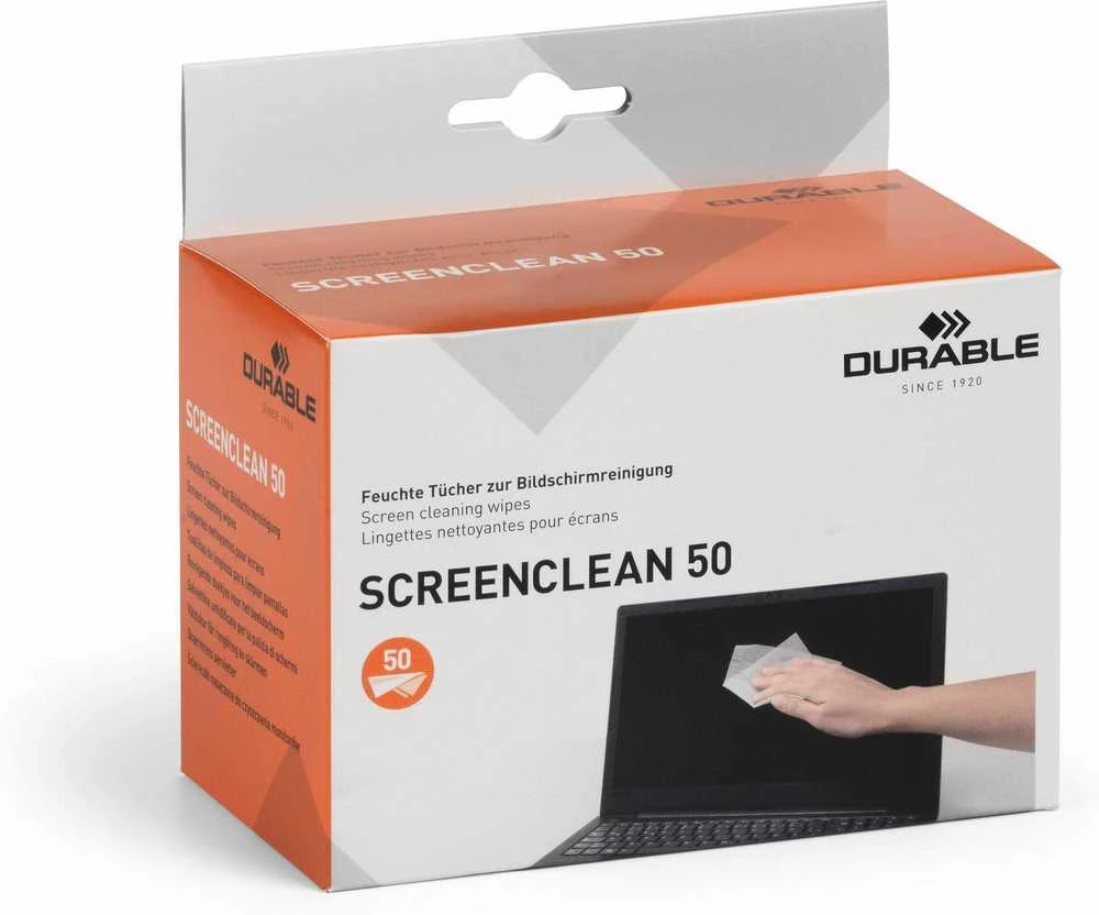 Valiklis Servetėlės ekranui valyti DURABLE Screenclean, 50 vnt.