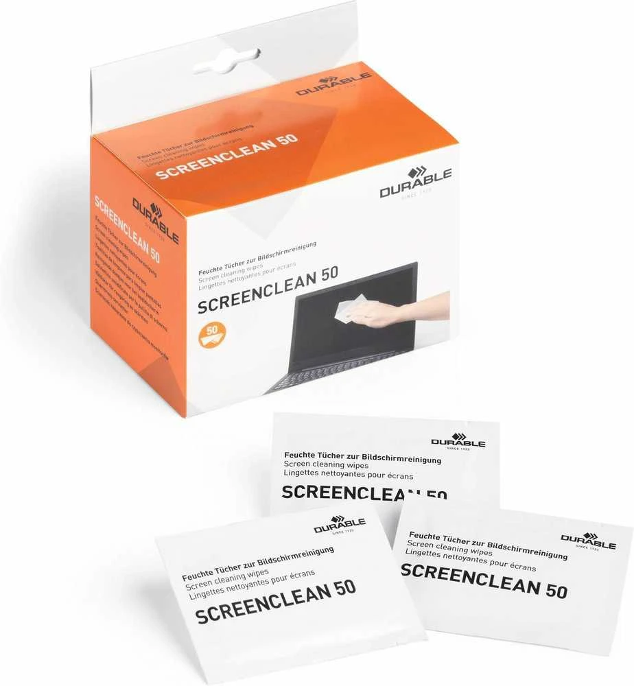 Valiklis Servetėlės ekranui valyti DURABLE Screenclean, 50 vnt.
