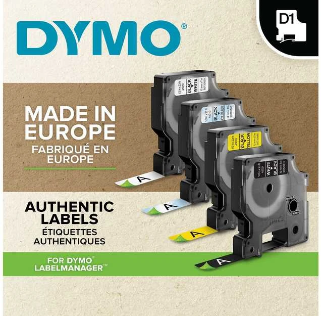 Dymo taśma do drukarek etykiet, D1 40913 | 9mm x 7m | juoda / balta | 10 vnt (S0720680_10)