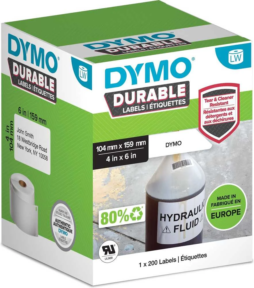 Dymo DYMO Etiketten Kunststoff baltas