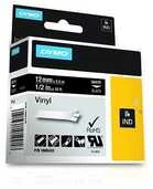 DYMO Rhino Professional, pastebima nuolatinė vinilo juosta, 12mm, baltas tekstas ant juodos juostos, 5,5m 1805435