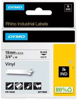 Juostelė DYMO Rhino 19mm x 5.5m, vinilinė, juoda ant balto / S0718620 18445