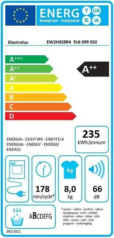 Džiovyklė Electrolux EW2H328R4 -kuivausrumpu