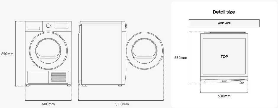 Džiovyklė Samsung DV90DG52A0ABEE kuivausrumpu, musta