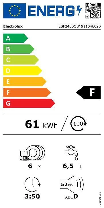 Indaplovė Electrolux ESF2400OW
