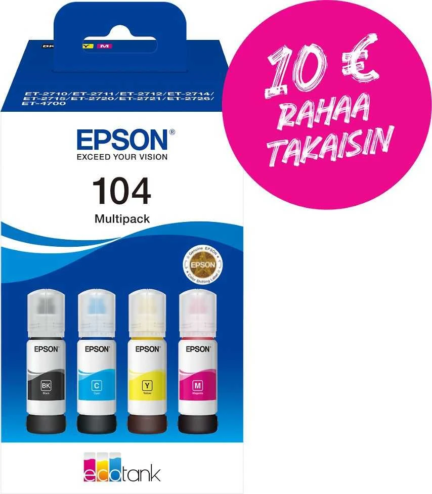 Epson 104 EcoTank (C13T00P640) Rašalo papildymo buteliukų komplektas, C/M/Y/BK