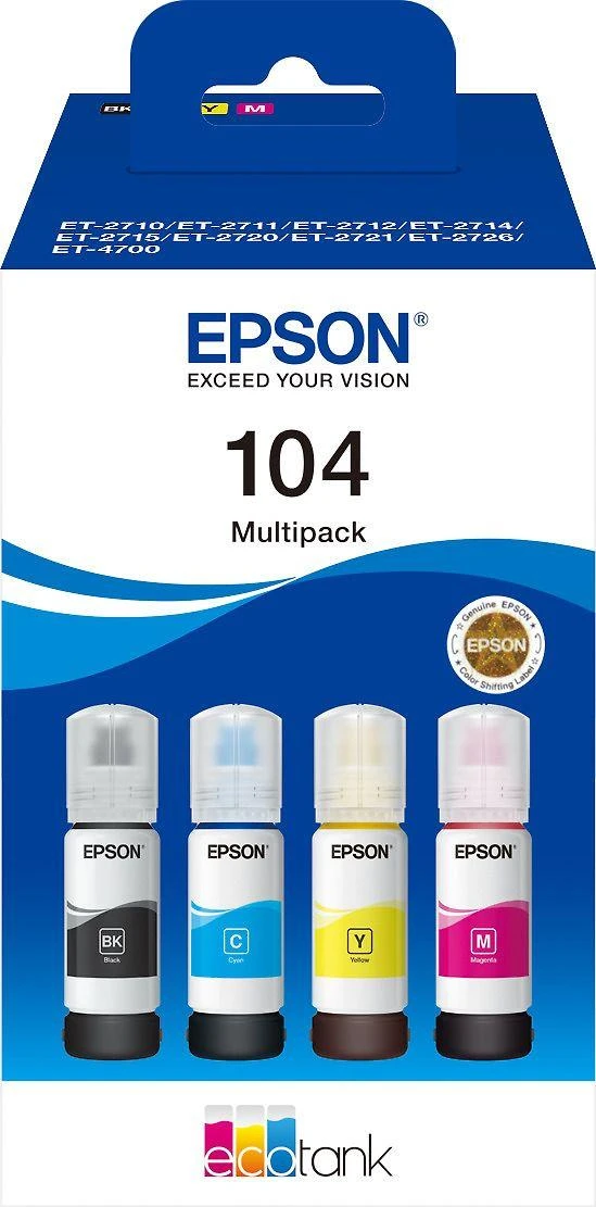 Epson 104 EcoTank (C13T00P640) Rašalo papildymo buteliukų komplektas, C/M/Y/BK