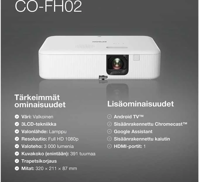 Išmanus „Full HD“ projektorius Epson CO-FH02 (V11HA85040)