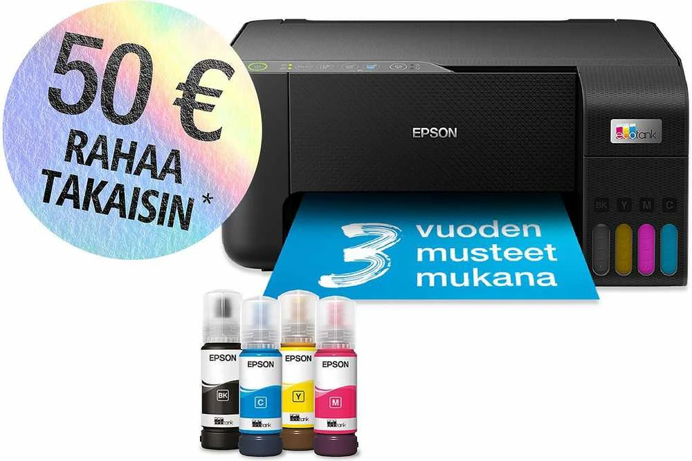 Daugiafunkcis Spausdintuvas - Epson EcoTank ET-2860 Belaidis, 100 lapų dėklas, Juoda/Spalvota