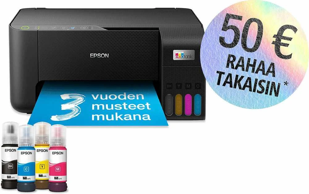 Daugiafunkcis Spausdintuvas - Epson EcoTank ET-2860 Belaidis, 100 lapų dėklas, Juoda/Spalvota