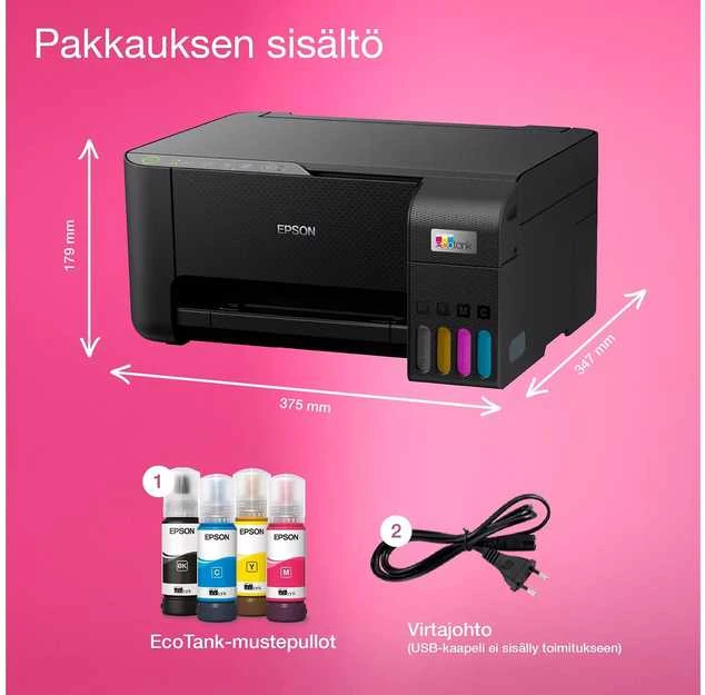 Spausdintuvas Epson EcoTank ET-2862, Inkjet, Spalvotas spausdinimas, 5760 x 1440 DPI, A4, Direct spausdinimas, Juodas