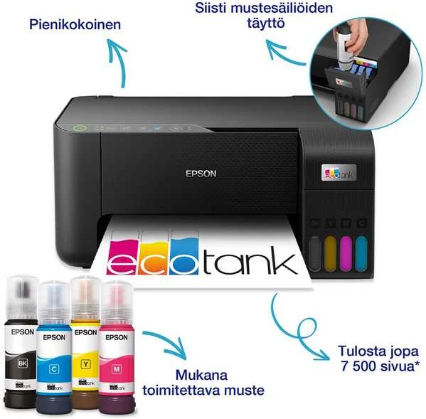 Spausdintuvas Epson EcoTank ET-2862, Inkjet, Spalvotas spausdinimas, 5760 x 1440 DPI, A4, Direct spausdinimas, Juodas