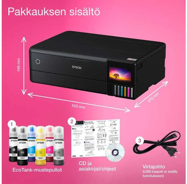 Daugiafunkcis nuotraukų spausdintuvas Epson EcoTank ET-8550, A3+, spausdinimas / kopijavimas / skenavimas, 6 spalvų rašalas, papildoma rašalo talpykla, Wi-Fi