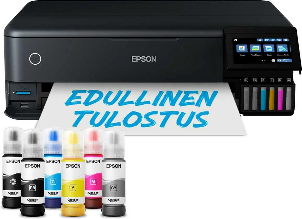 Daugiafunkcis nuotraukų spausdintuvas Epson EcoTank ET-8550, A3+, spausdinimas / kopijavimas / skenavimas, 6 spalvų rašalas, papildoma rašalo talpykla, Wi-Fi