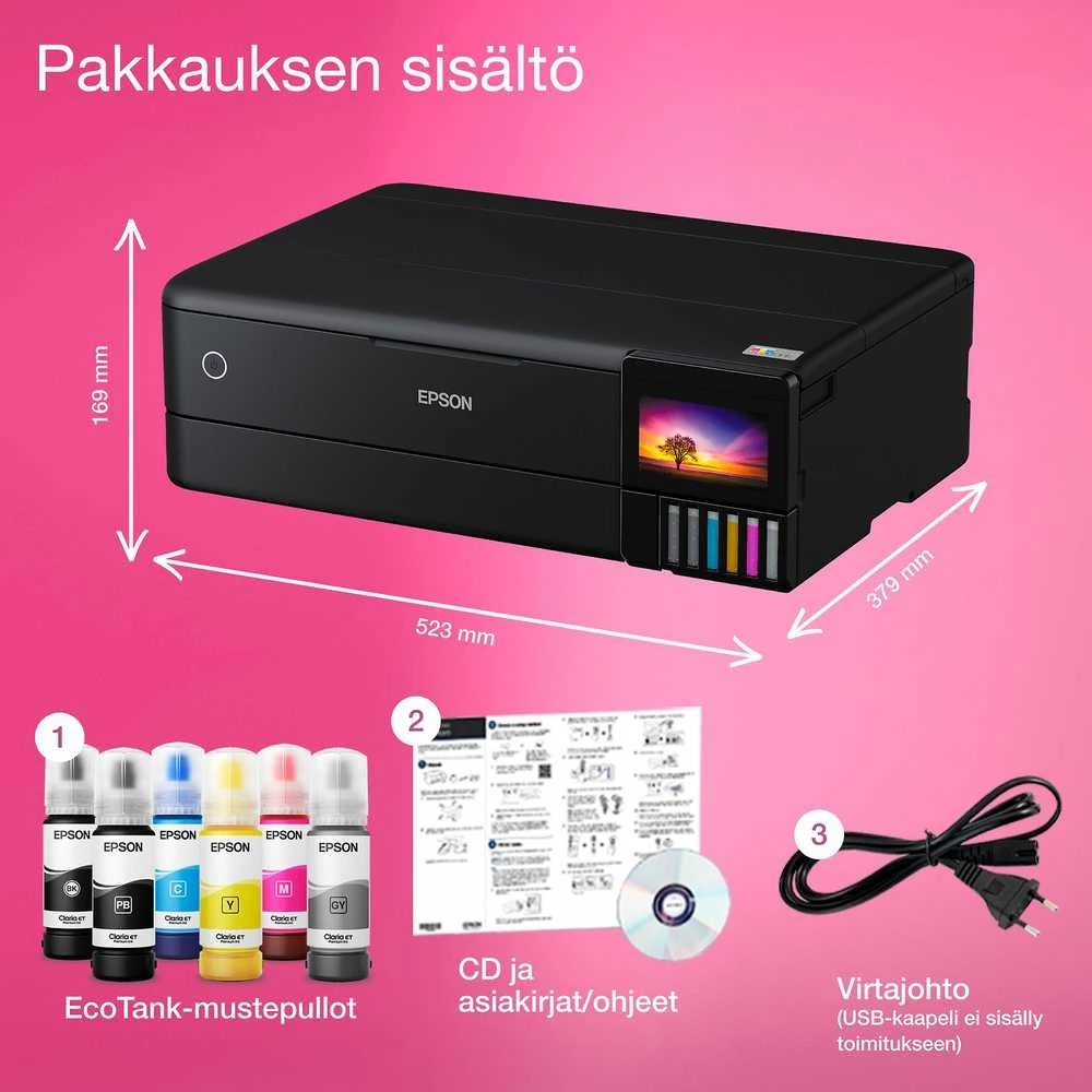 Daugiafunkcis nuotraukų spausdintuvas Epson EcoTank ET-8550, A3+, spausdinimas / kopijavimas / skenavimas, 6 spalvų rašalas, papildoma rašalo talpykla, Wi-Fi