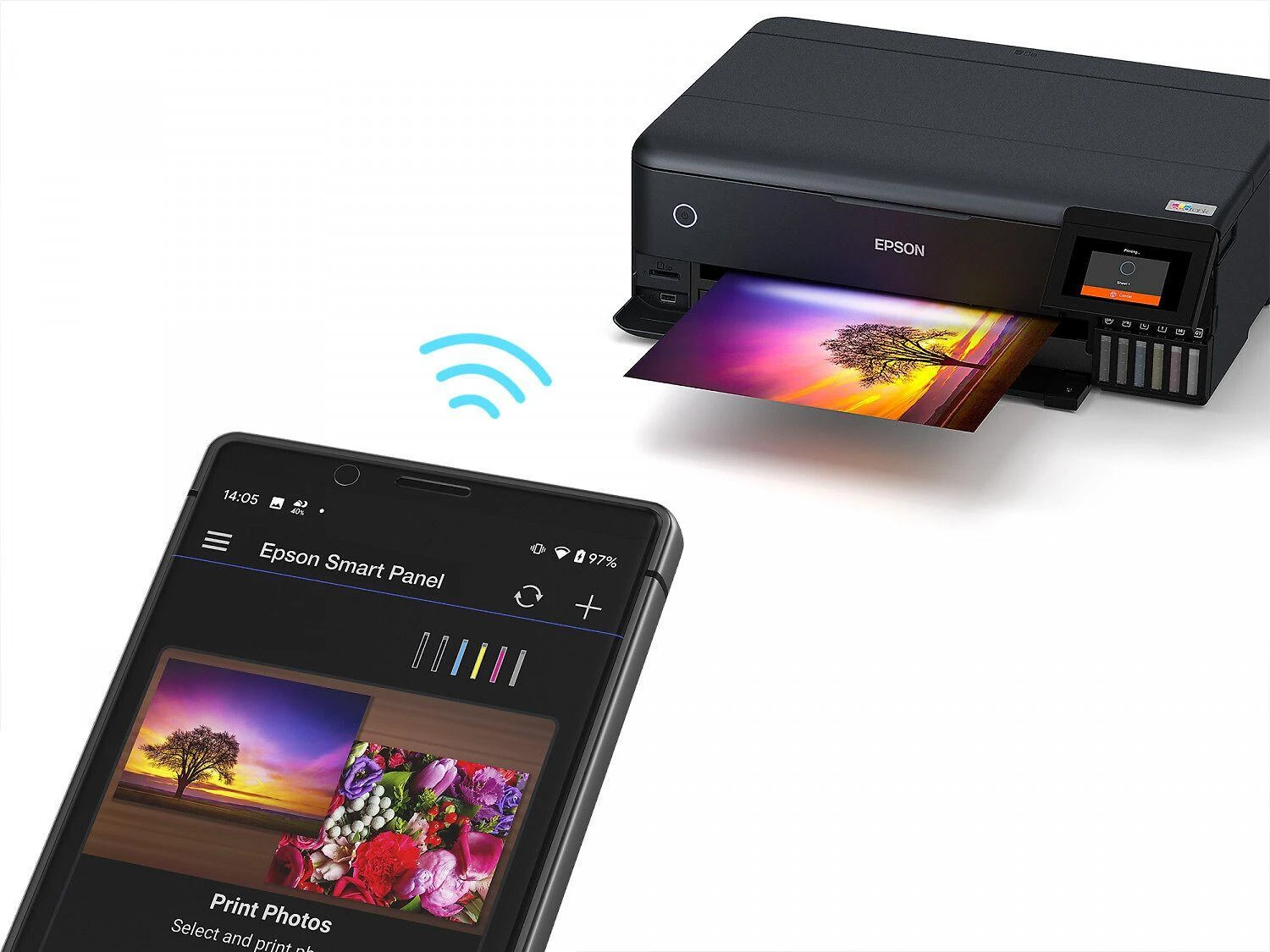 Daugiafunkcis nuotraukų spausdintuvas Epson EcoTank ET-8550, A3+, spausdinimas / kopijavimas / skenavimas, 6 spalvų rašalas, papildoma rašalo talpykla, Wi-Fi