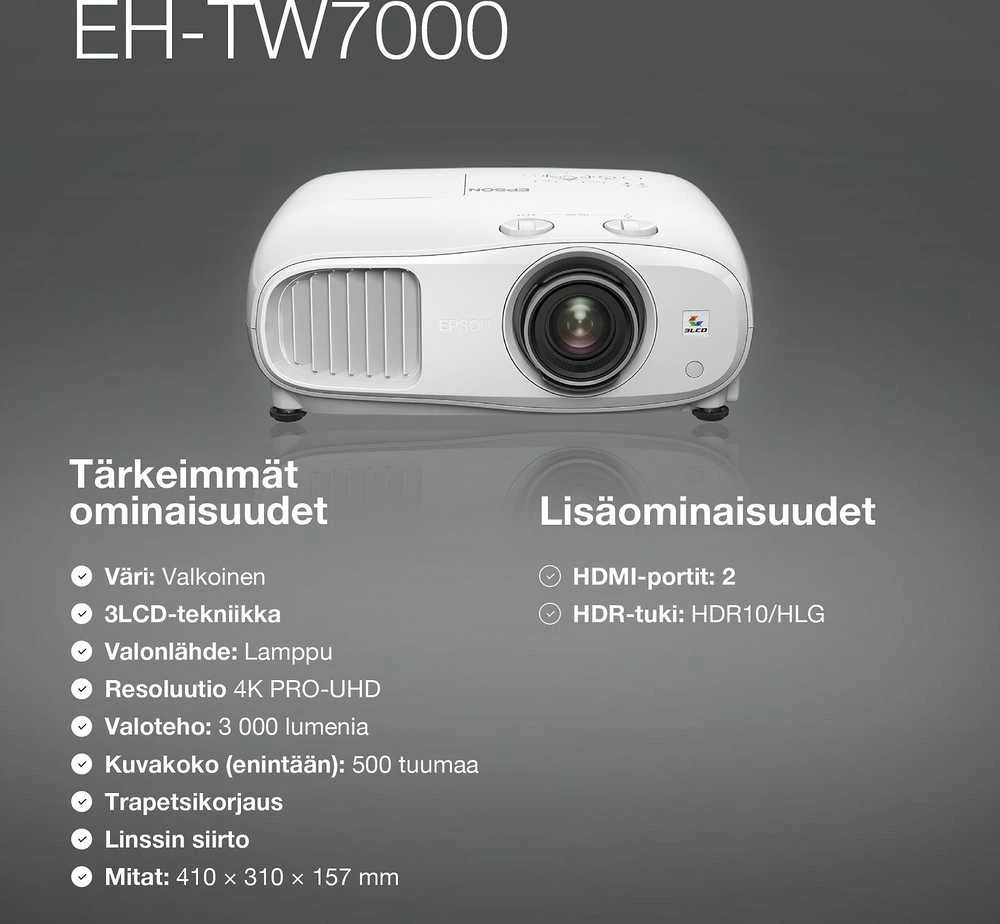 Projektorius 4K PRO-UHD Epson EH-TW7000 (V11H961040)