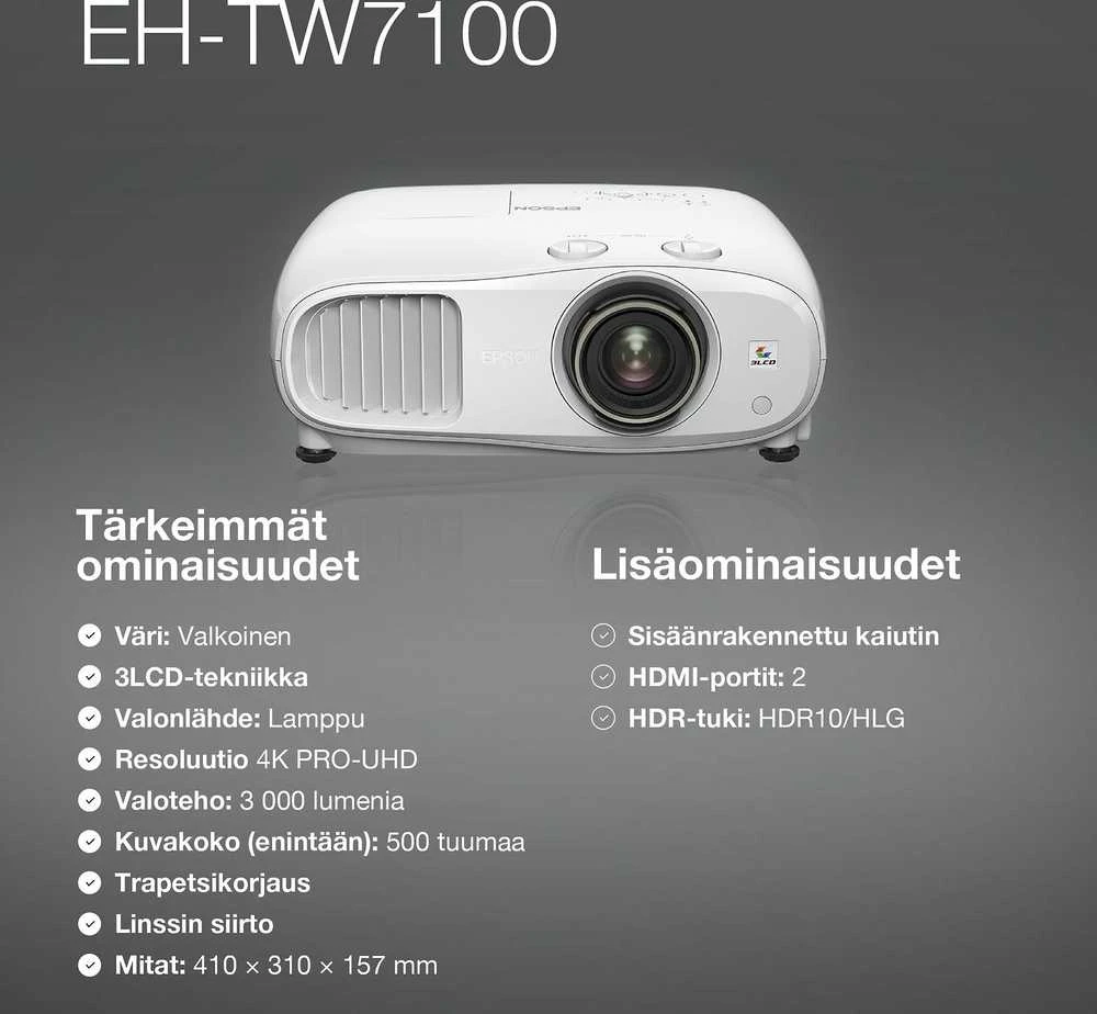 Projektorius 4K PRO-UHD Epson EH-TW7100 (V11H959040)