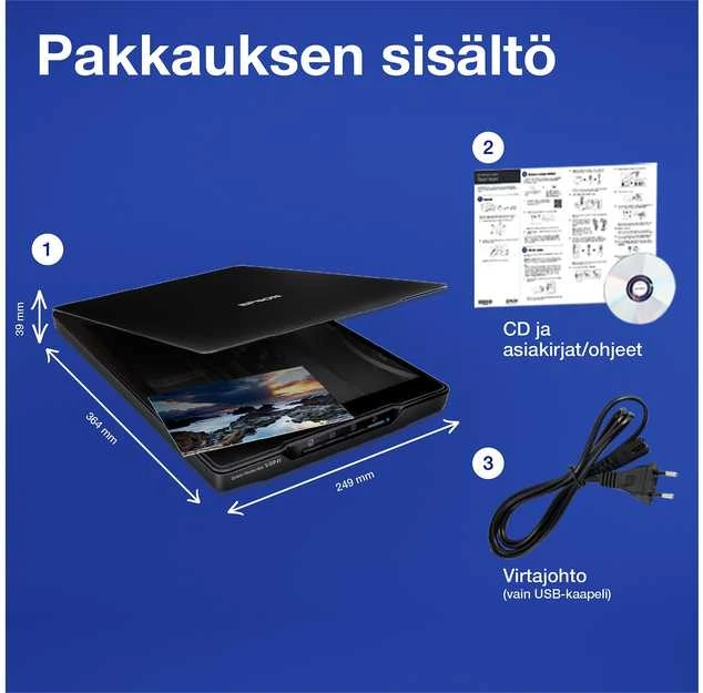 Epson „Perfection“ V39II A4 formato plokščio paviršiaus nuotraukų ir dokumentų skaitytuvas su stovu