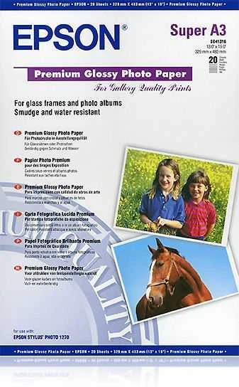 Epson Premium Glossy Photo Paper A3, 250g/m2, 20 lapų