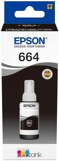 Epson T664 EcoTank -mustepullo, musta