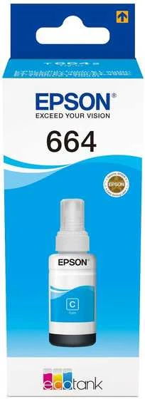 Epson T664 EcoTank -mustepullo, syaani