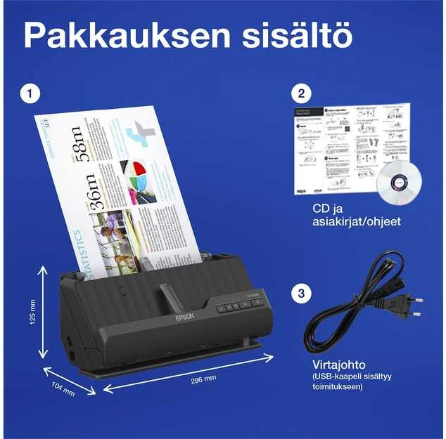 Skeneris Epson | Kompaktiškas Wi-Fi skaitytuvas | ES-C320W | Lakštinis | Bevielis