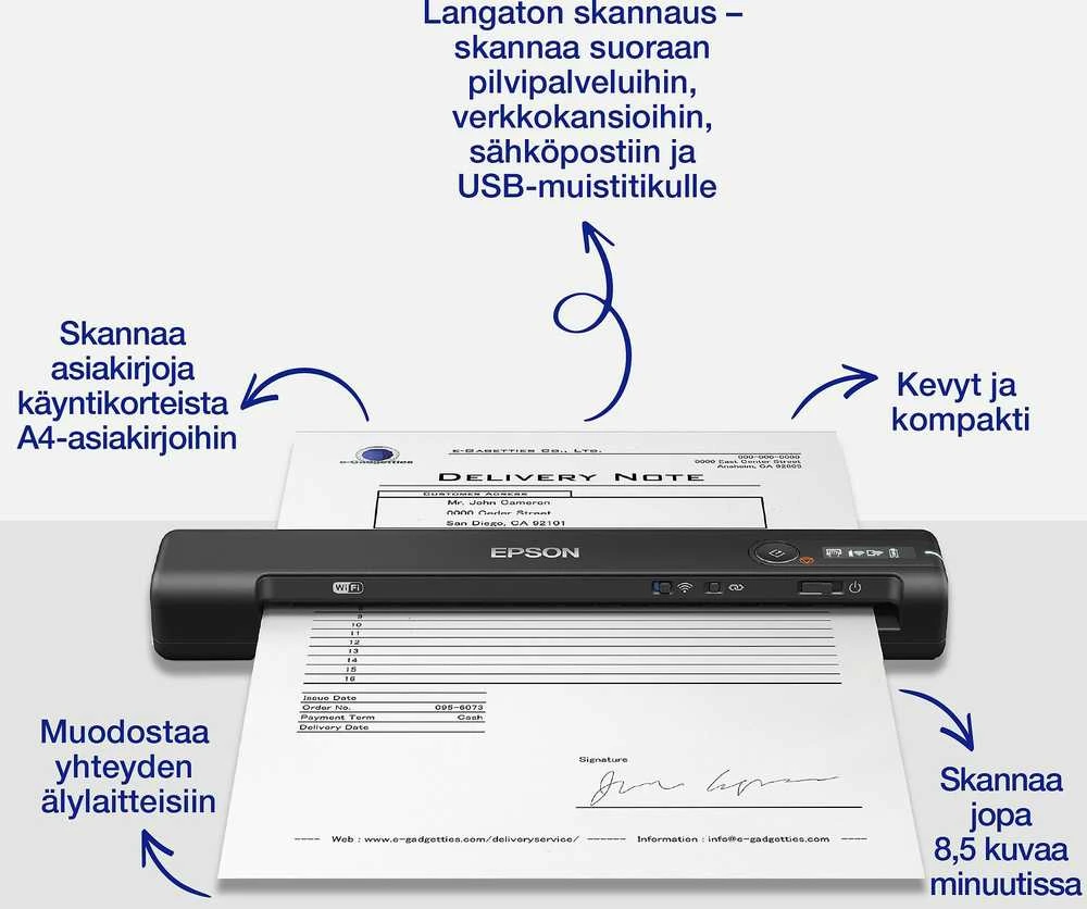 Belaidis mobilus skaitytuvas Epson WorkForce ES-60W