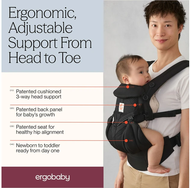 Ergobaby ergonominė kūdikio nešioklė Omni 360 Cool Air Mesh, 3,2–20 kg, BCS360PONYX