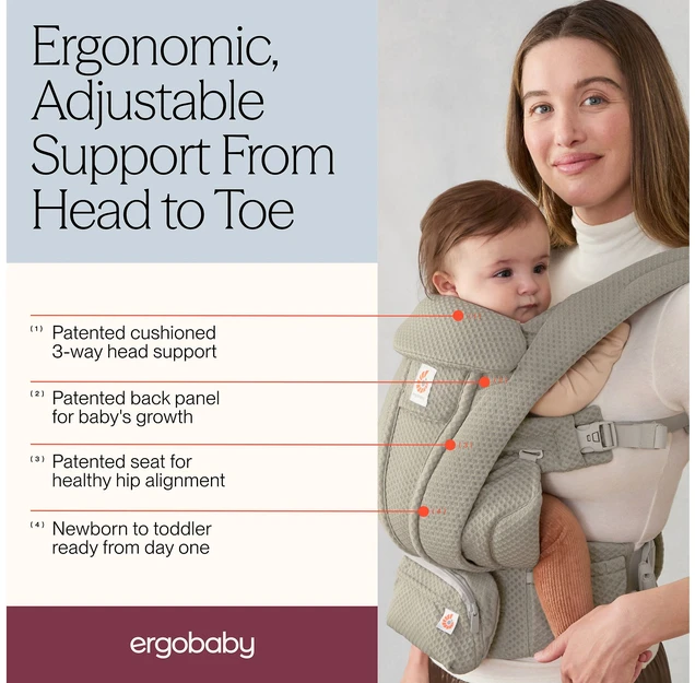 ERGOBABY OMNI DELUXE Mesh lopšys, minkštas alyvuogių spalvos