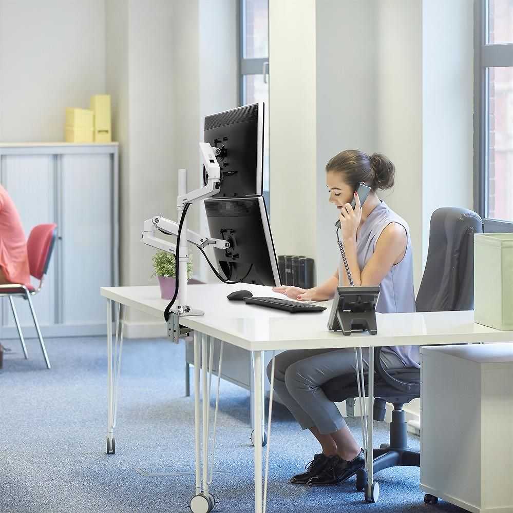 Laikiklis „Ergotron LX“ dviguba sukrovimo svirtis aukšta stulpelis