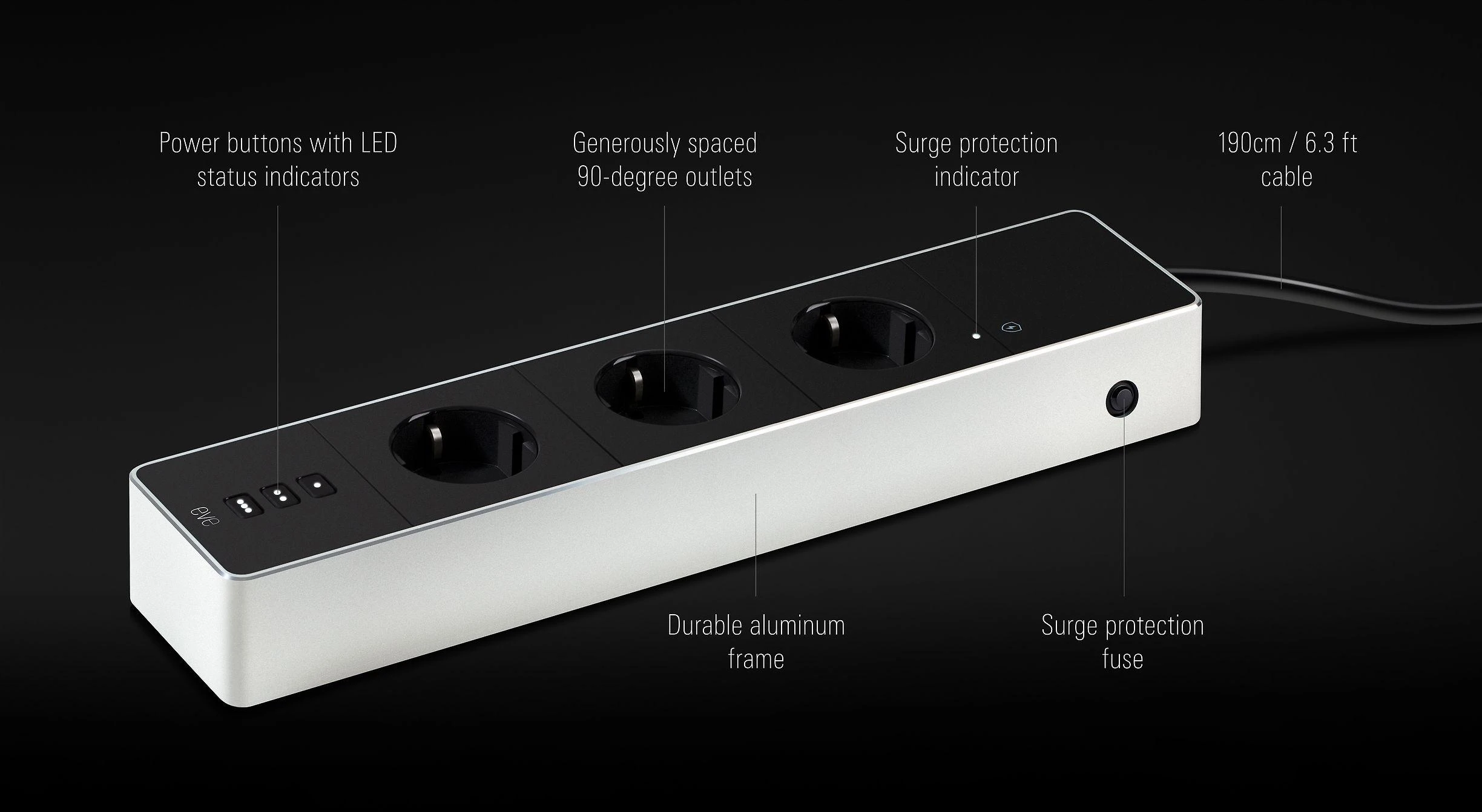 Eve Systems EVE Energy Strip – prijungtas trigubas Apple HomeKit lizdas