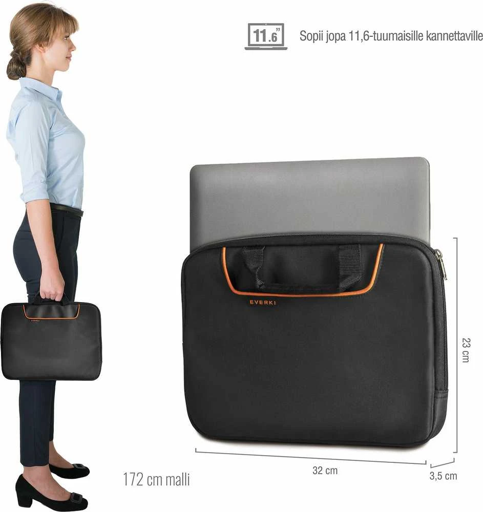 Everki Sleeve (EKF808S11B) - juoda, nešiojamojo kompiuterio dėklas, skirtas įrenginiams iki 11,6 colio