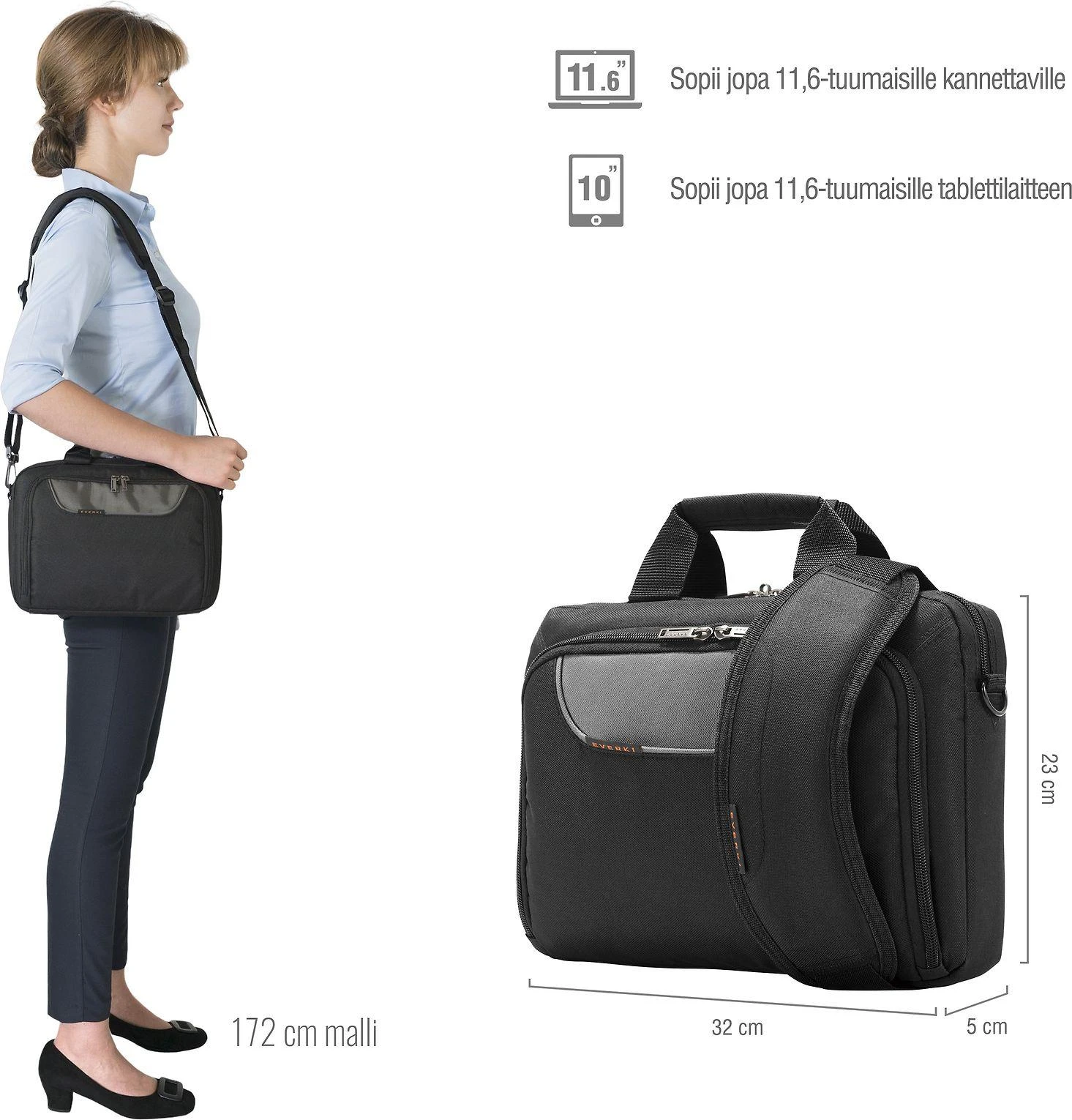 Everki Advance, dėklas per petį, bet kokio prekės ženklo, iPad, 29,5 cm (11,6 colio), 950 g