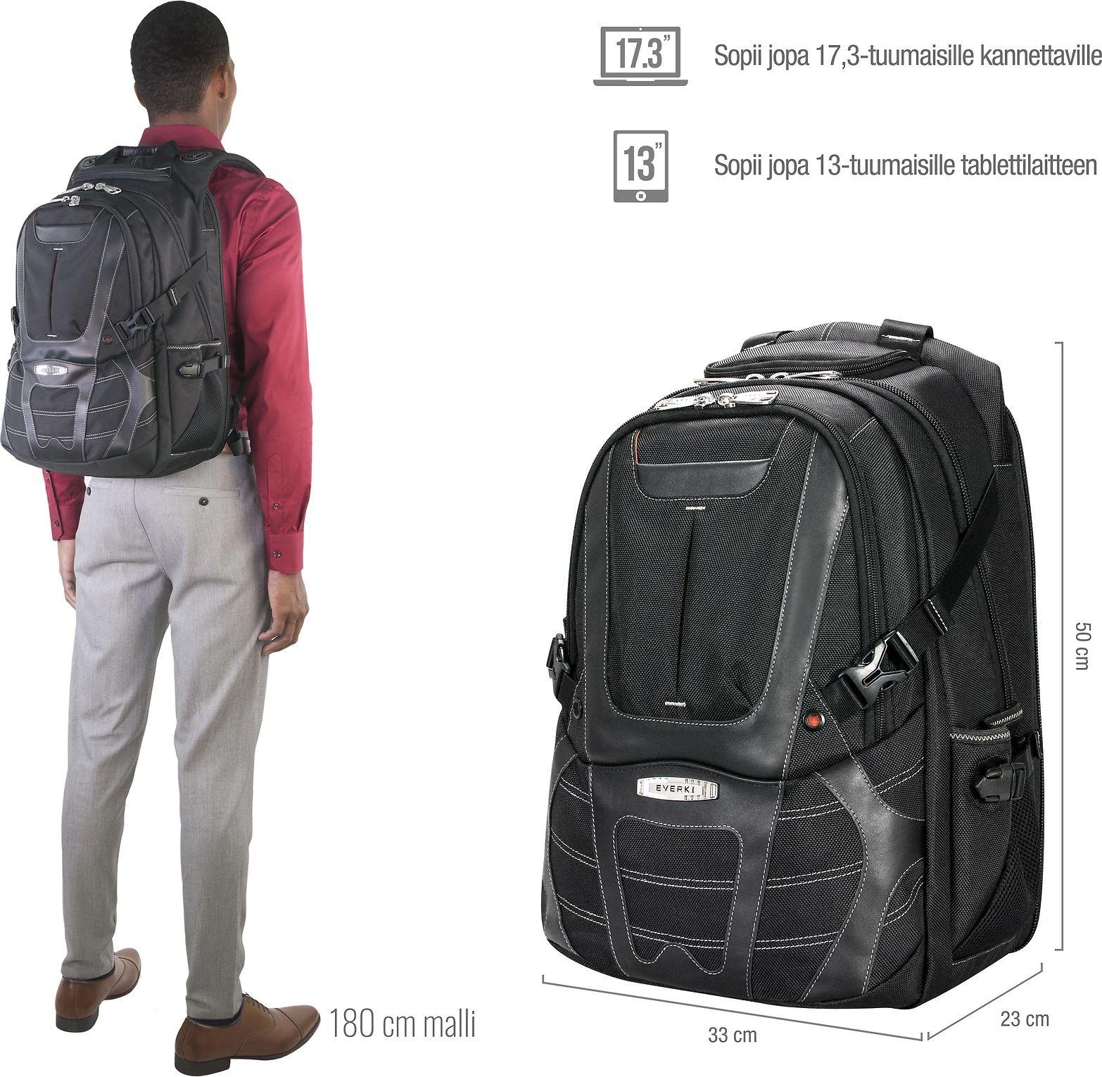 Everki Concept 2 Premium kuprinė – 17,3 colių garantija visam gyvenimui
