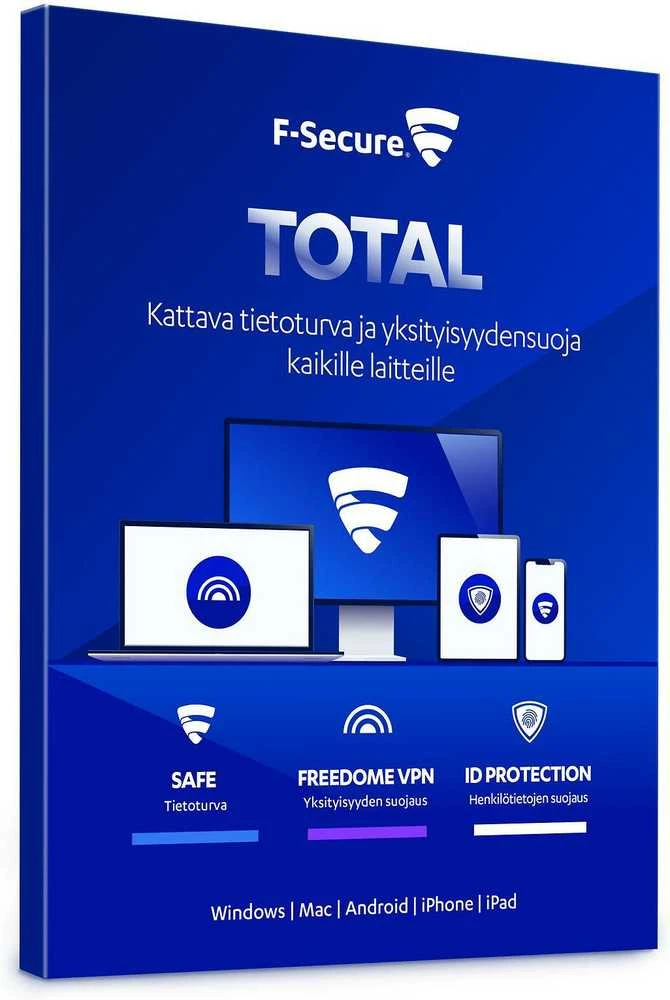 F-Secure TOTAL – sauga ir VPN visiems įrenginiams – 10 įrenginių / 12 mėnesių saugos programinė įranga, ESD – elektroninė licencija