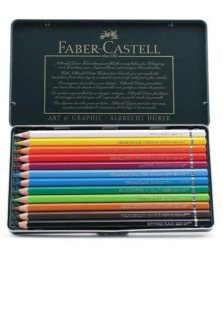 Spalvoti akvareliniai pieštukai Faber-Castell Albrecht Dürer, 12 spalvų