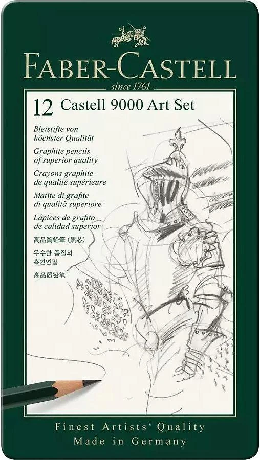 Pieštukai eskizavimui Faber-Castell 9000 Art Set, 8B-2H, 12vnt.