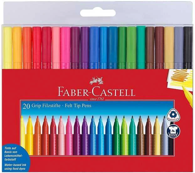 Flomasteriai Faber-Castell GRIP, 20 spalvų