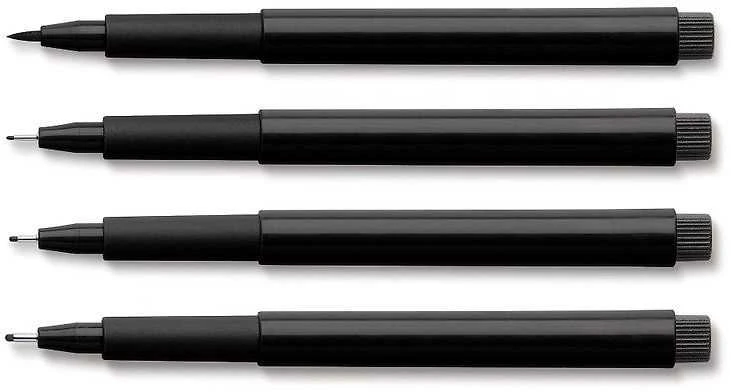 Rašikliai piešimui Faber-Castell PITT, S, F, M, B, 4vnt., juodos spalvos
