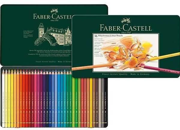 Spalvoti pieštukai Faber-Castell Polychromos, 36 spalvų.