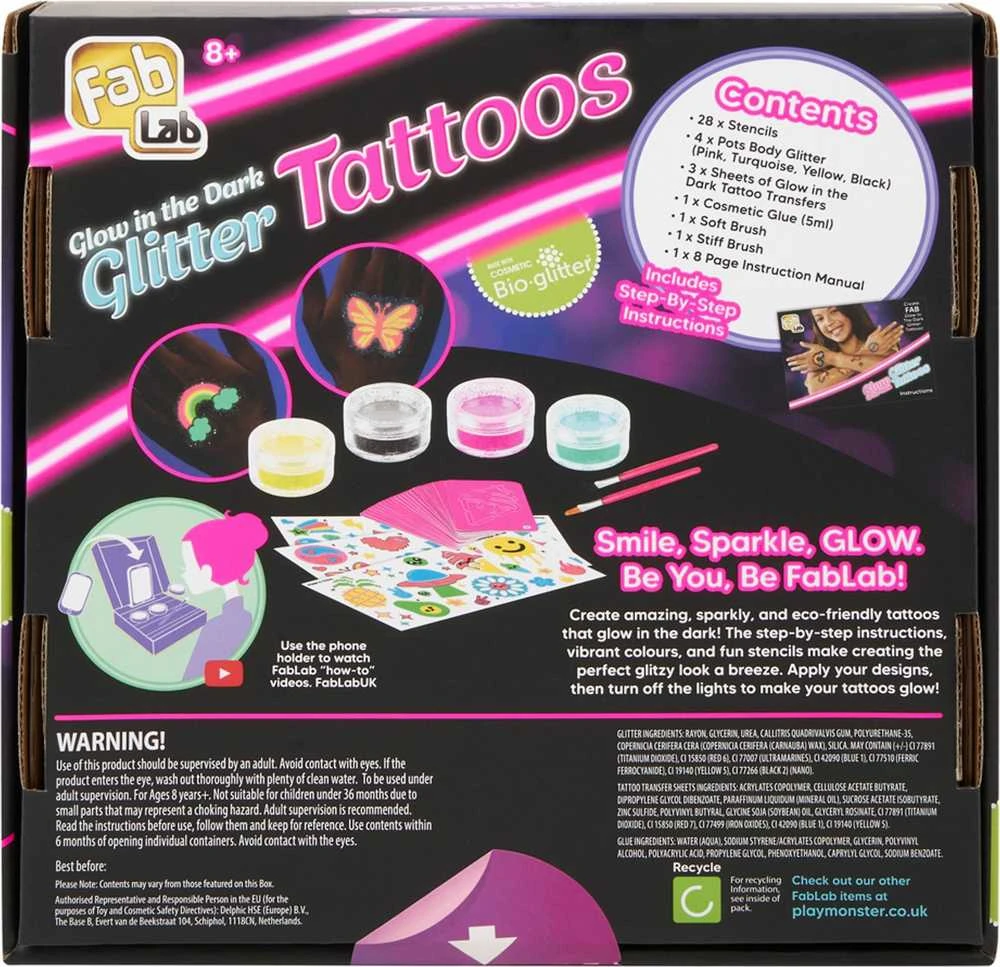 Storey Publishing LLC FabLab Glow Tattoos – blizgančios tatuiruotės, kurios šviečia tamsoje
