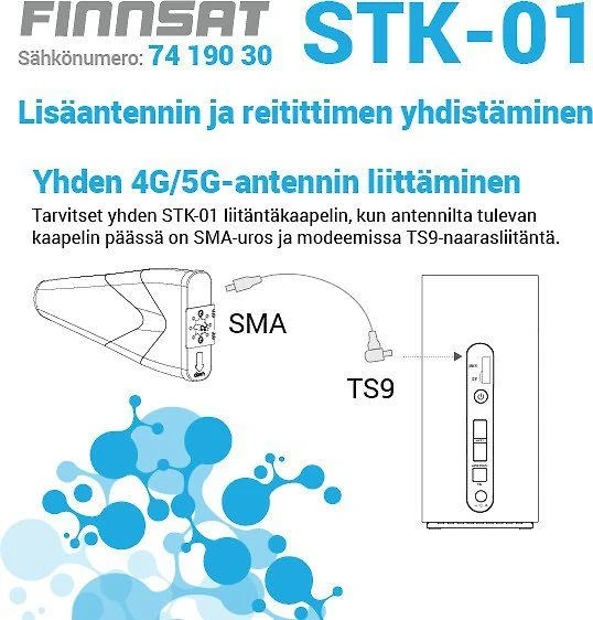 Finnsat adapterio kabelis SMA lizdas - TS9