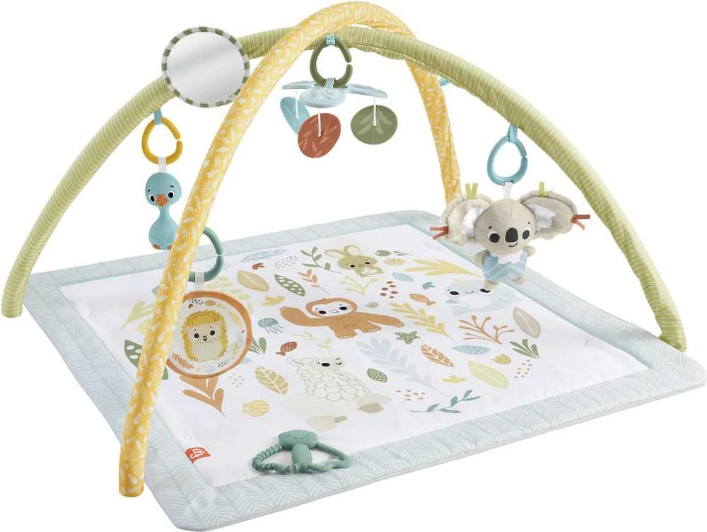 Mattel Fisher-Price Simply Senses naujagimio mankštos kilimėlis su 6 sensoriniais žaisliukais